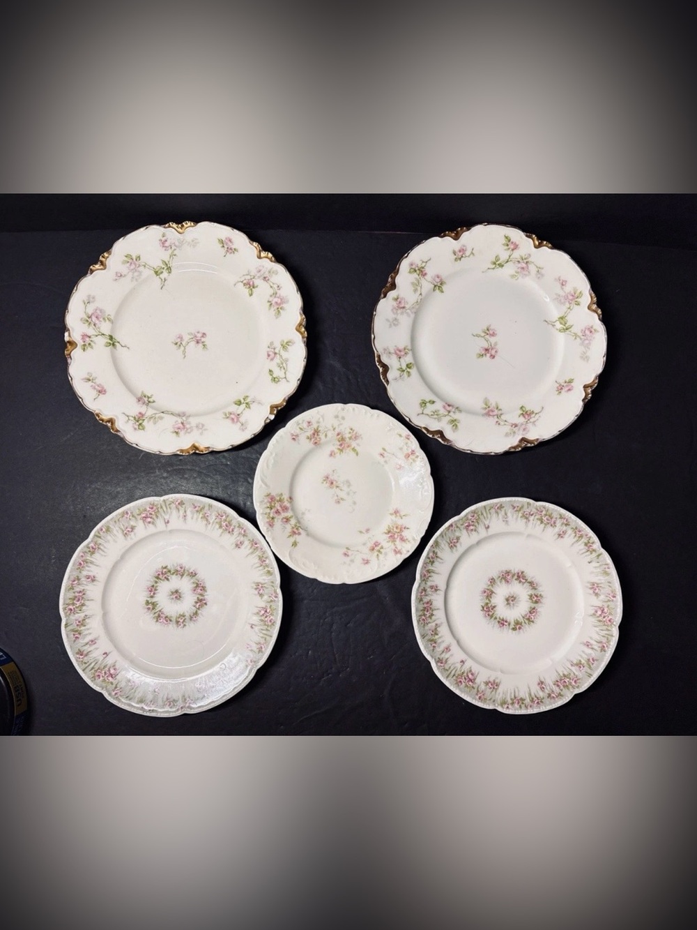 4~Limoges Pink White Floral Decorative Wall  Plates Shabby Cottage Core Decor